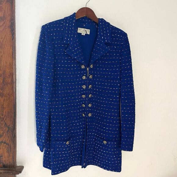 St. John Jackets & Blazers - St. John Collection By Marie Gray Royal Blue Tweed Knit Blazer Jacket Structured